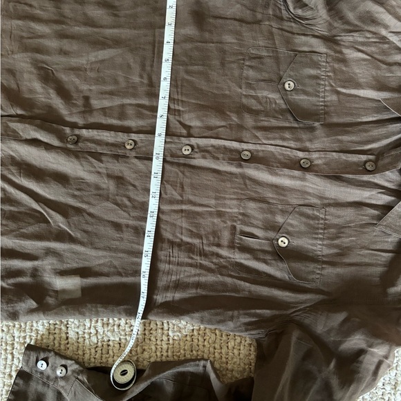 Beautiful Y2K Chocolate Brown | Sheer Button Down | Lapel Collar | Size EU 40 - Picture 10 of 11